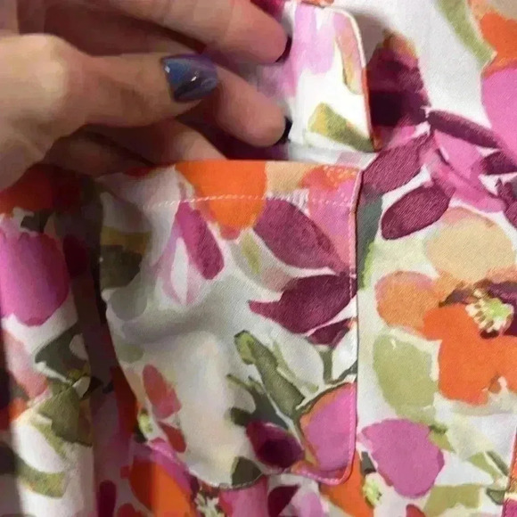 Investments Floral Button Down Tie Front Long Sleeve Top Size 2X - Picture 4 of 10